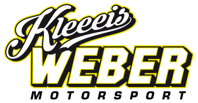 Logo von Kleeeis Weber Motorsport in Schwarz Weiss mit gelber Umrandung